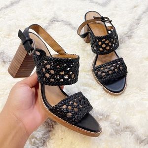 Madewell Basketweave Heels Sandals Black Open toe Shoes size 7.5